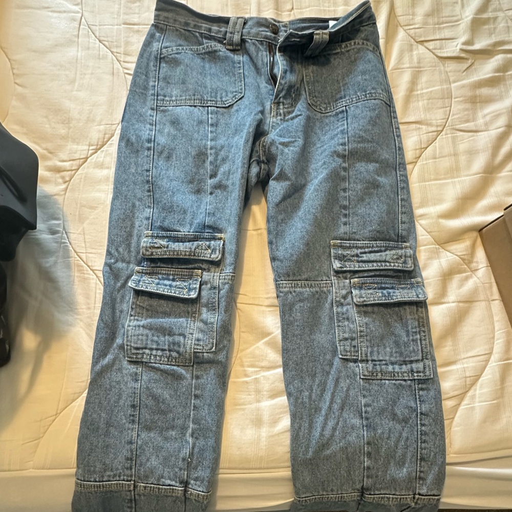 Princess Polly Lioness cargo blue jeans